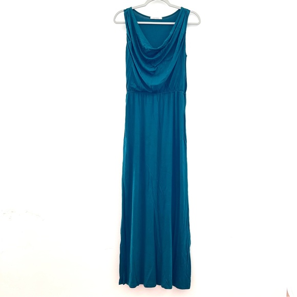 Color Me Red Grecian style teal maxi dress size S/M - Picture 1 of 6